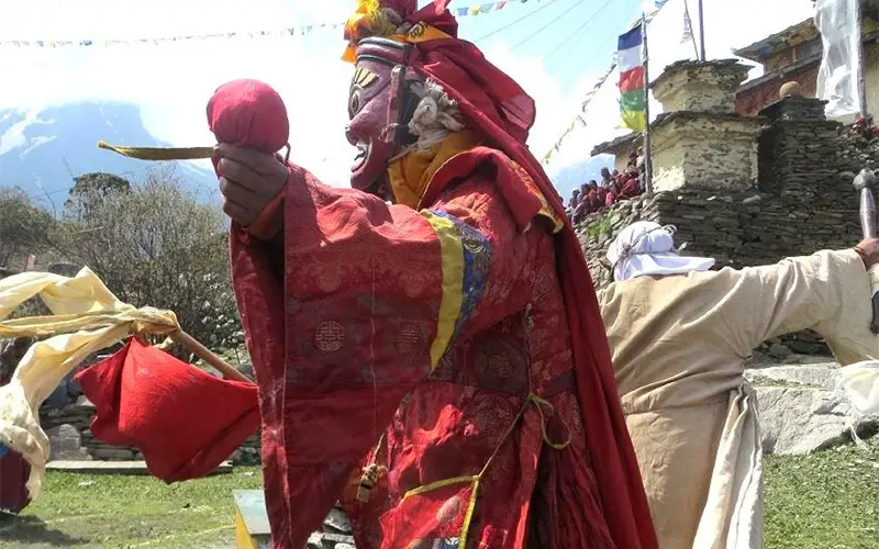 Festival in Samagoan Manaslu circuit Trek